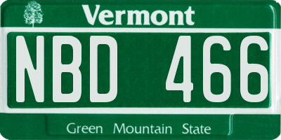 VT license plate NBD466