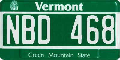 VT license plate NBD468