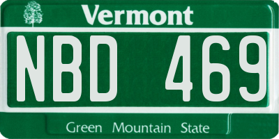 VT license plate NBD469