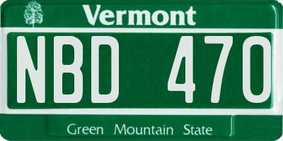 VT license plate NBD470
