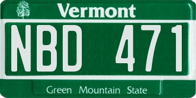 VT license plate NBD471