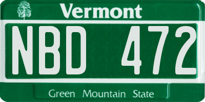 VT license plate NBD472