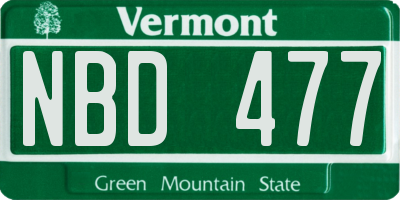 VT license plate NBD477