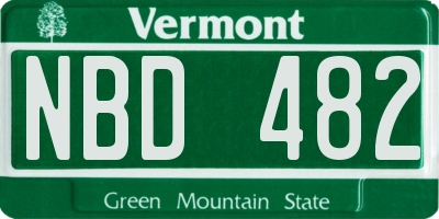 VT license plate NBD482