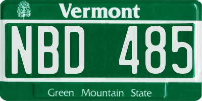 VT license plate NBD485