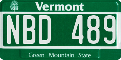 VT license plate NBD489