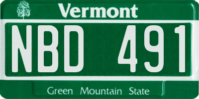 VT license plate NBD491