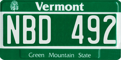 VT license plate NBD492