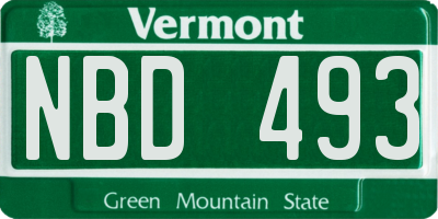 VT license plate NBD493