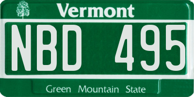VT license plate NBD495