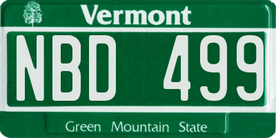 VT license plate NBD499