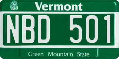 VT license plate NBD501