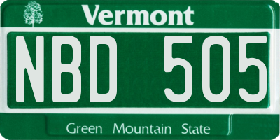 VT license plate NBD505