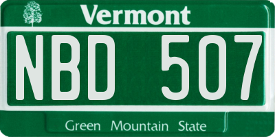 VT license plate NBD507