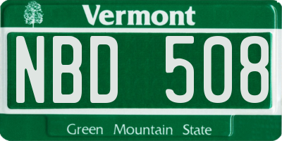 VT license plate NBD508