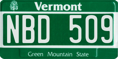 VT license plate NBD509