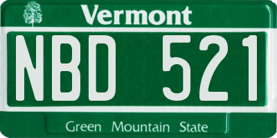 VT license plate NBD521