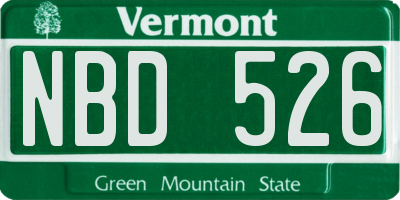 VT license plate NBD526