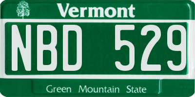 VT license plate NBD529