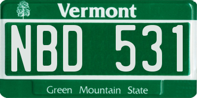 VT license plate NBD531