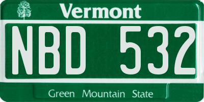 VT license plate NBD532