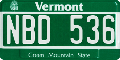 VT license plate NBD536