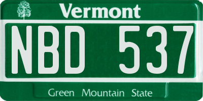 VT license plate NBD537