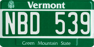 VT license plate NBD539