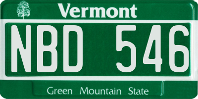 VT license plate NBD546
