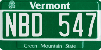 VT license plate NBD547