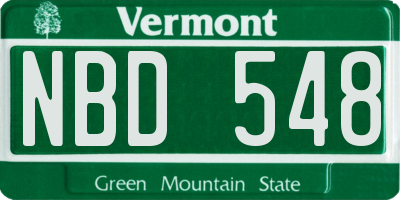 VT license plate NBD548