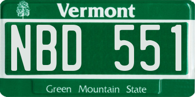 VT license plate NBD551
