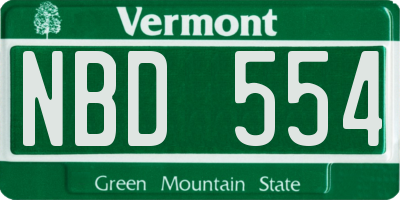 VT license plate NBD554