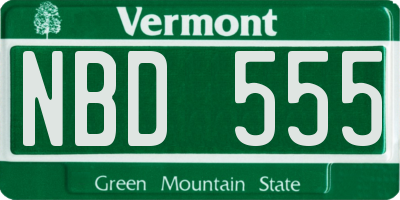 VT license plate NBD555