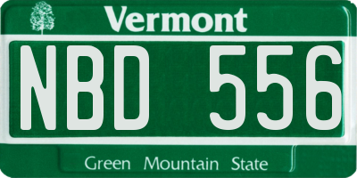VT license plate NBD556