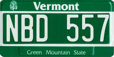 VT license plate NBD557