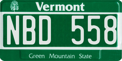 VT license plate NBD558