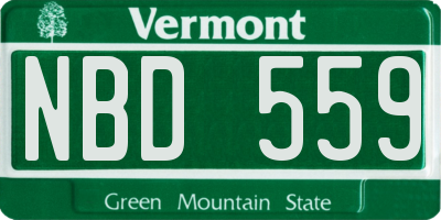 VT license plate NBD559
