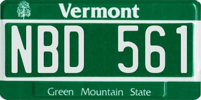 VT license plate NBD561