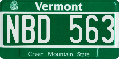 VT license plate NBD563