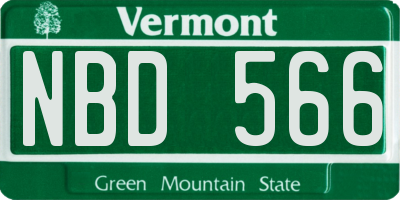 VT license plate NBD566