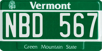 VT license plate NBD567