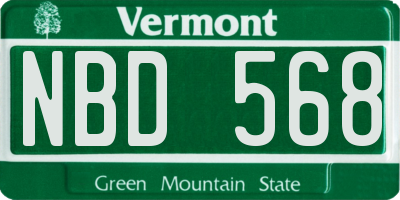 VT license plate NBD568