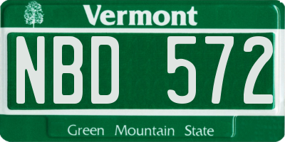 VT license plate NBD572