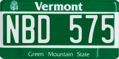 VT license plate NBD575