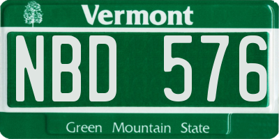 VT license plate NBD576