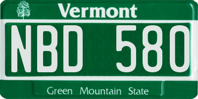VT license plate NBD580
