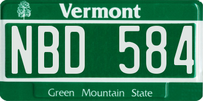 VT license plate NBD584