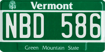 VT license plate NBD586