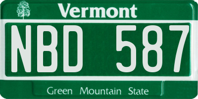 VT license plate NBD587